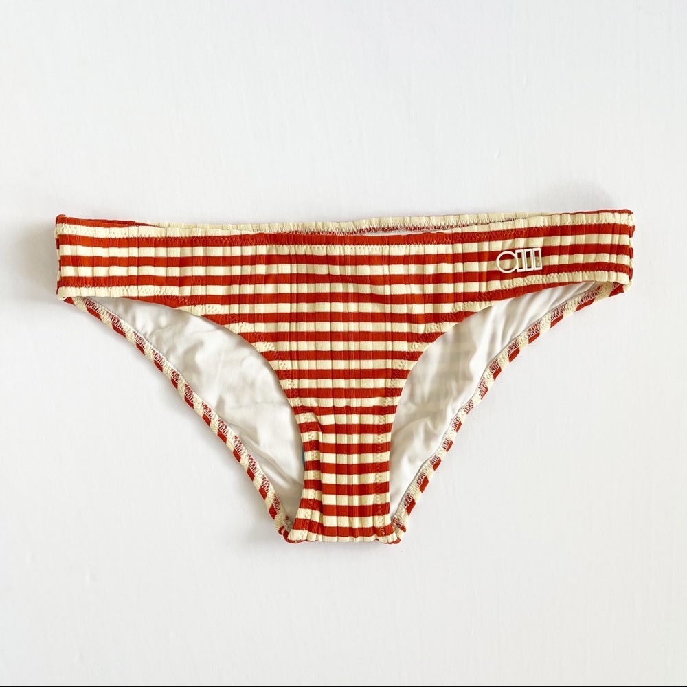Solid & Striped Cream Orange Stripe Bikini Bottom Medium